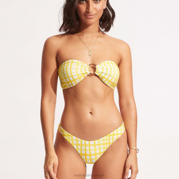 Amalfi geruite hoog uitgesneden broek Seafolly vrouwen badkleding Z6Z86F595 kalk licht