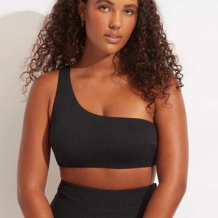 zeeduiktop met één schouder Seafolly vrouwen badkleding Z6Z86F322 zwart